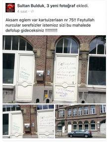 Un bâtiment de Fedactio, coupole des associations Fethullah Gülen, vandalisé à Gand. 