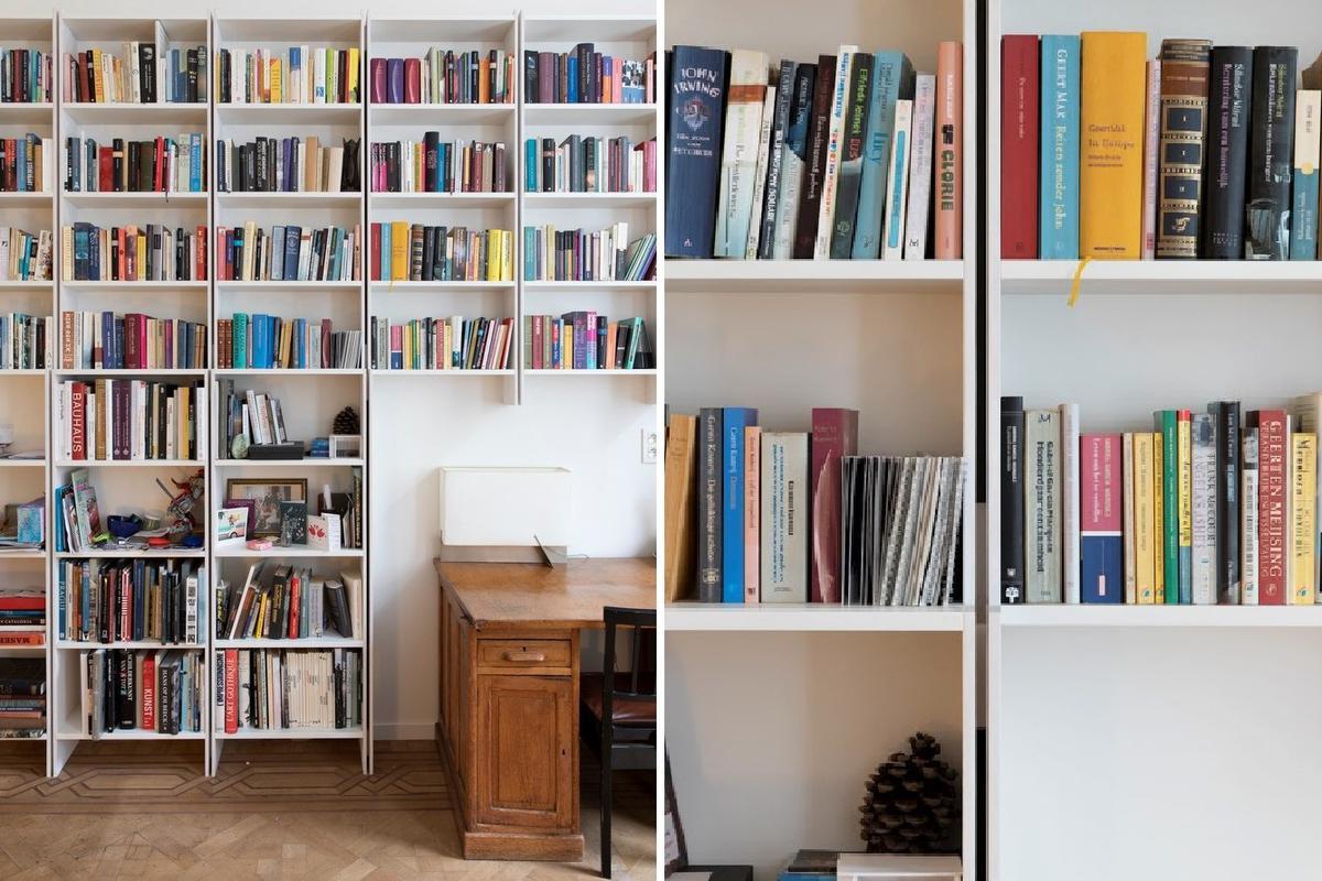 De boekenkast van Sofie De Caigny, ontworpen door Sarah Poot.