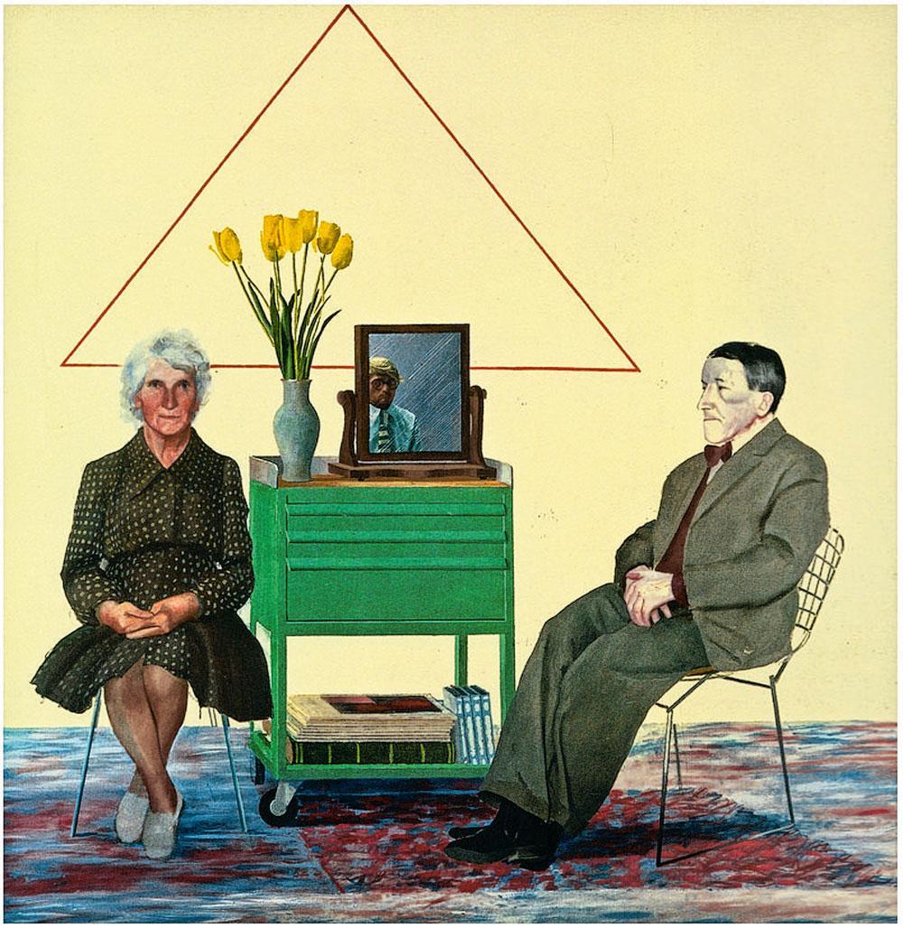 My parents and Myself, David Hockney, 1975 (182,9 cm × 182,9 cm).