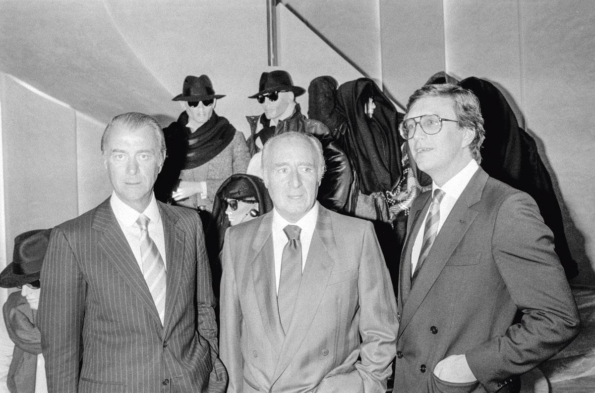 Roberto, Giorgio en Maurizio Gucci in Parijs, 1983.