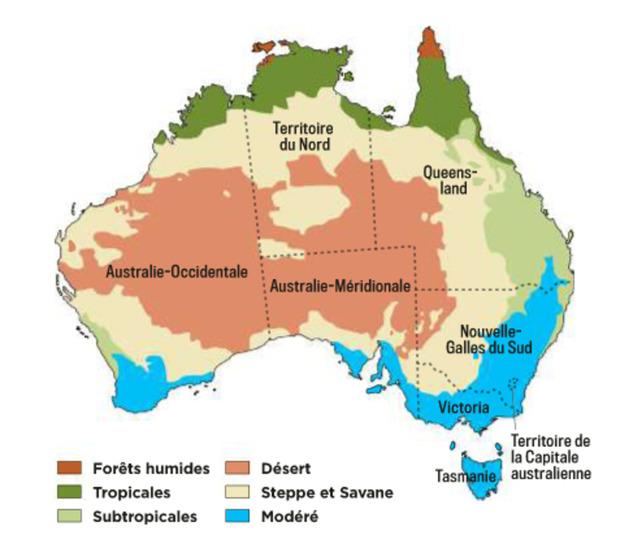 Cartes climatiques de l'Australie.