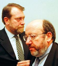Son père Daniel, en 2000, alors président du PRL, avec Louis Michel.