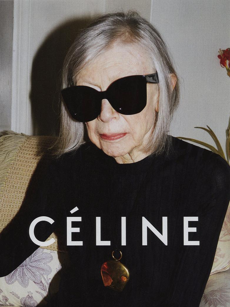 De toen tachtigjarige schrijfster Joan Didion was het gezicht van de SS15-campagne van Céline