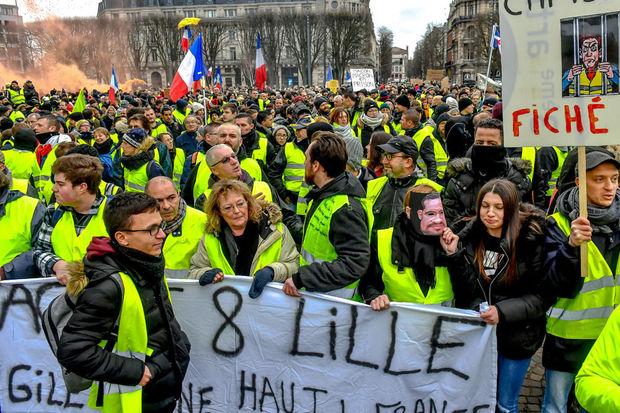 Rassemblement de gilets jaunes à Lille le 5 janvier 2018
