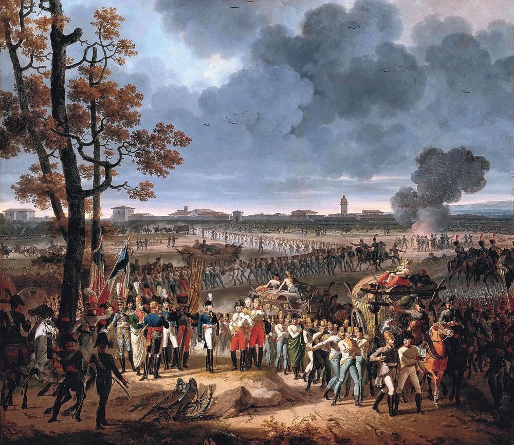 La Reddition de Mantoue, 2 février 1797, Hippolyte Lecomte. Avec la campagne d'Italie, le génie militaire de Napoléon saute aux yeux de l'Europe entière. Un prisonnier de guerre qualifia ces méthodes particulières d'