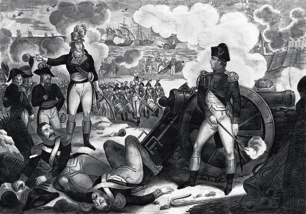 Napoléon et l'homme politique. Paul Barras, lors du siège de Toulon. La reconquête de ce port du sud de la France est la première victoire militaire du jeune stratège.