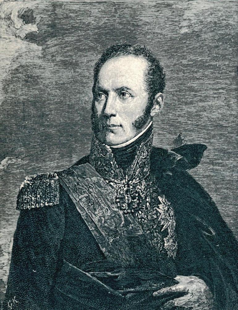 Portrait d'Armand-Augustin-Louis de Caulaincourt (1773-1827), Grand écuyer de France, confident qui a assisté à la tentative de suicide de Napoléon après la première abdication.