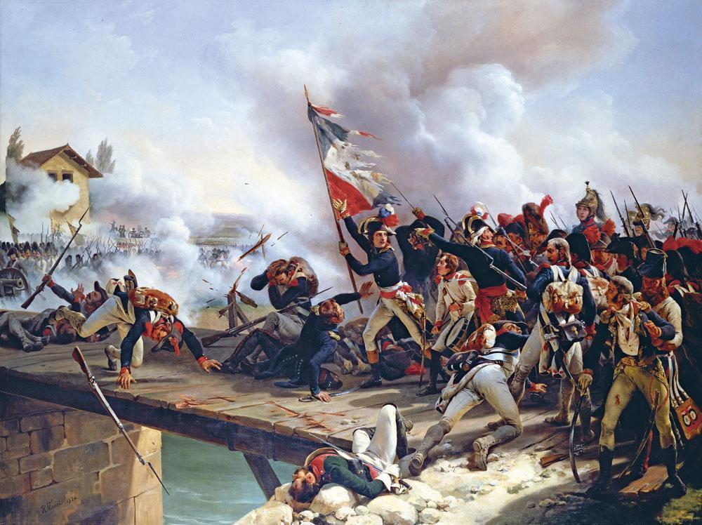 La bataille du pont d'Arcole, Horace Vernet, 1826. A Eeklo, Bonaparte revoit le général Belliard, qui s'était tenu à ses côtés six ans auparavant sur le pont d'Arcole.