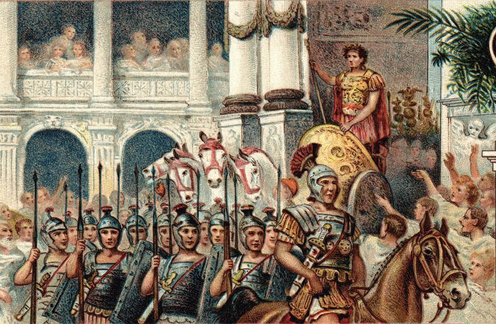 Défilé en l'honneur de l'empereur romain Auguste. Le titre impérial de Napoléon a été inspiré par les Romains: il était 