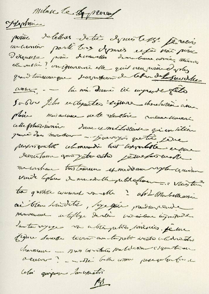 Lettre de Napoléon à Joséphine du 23 mai 1796. L'une des nombreuses lettres de la campagne d'Italie restées sans réponse.