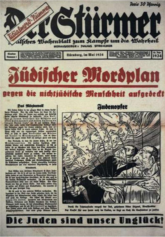 Le journal de propagande Der Stürmer fut distribué gratuitement aux Stürmerkasten.