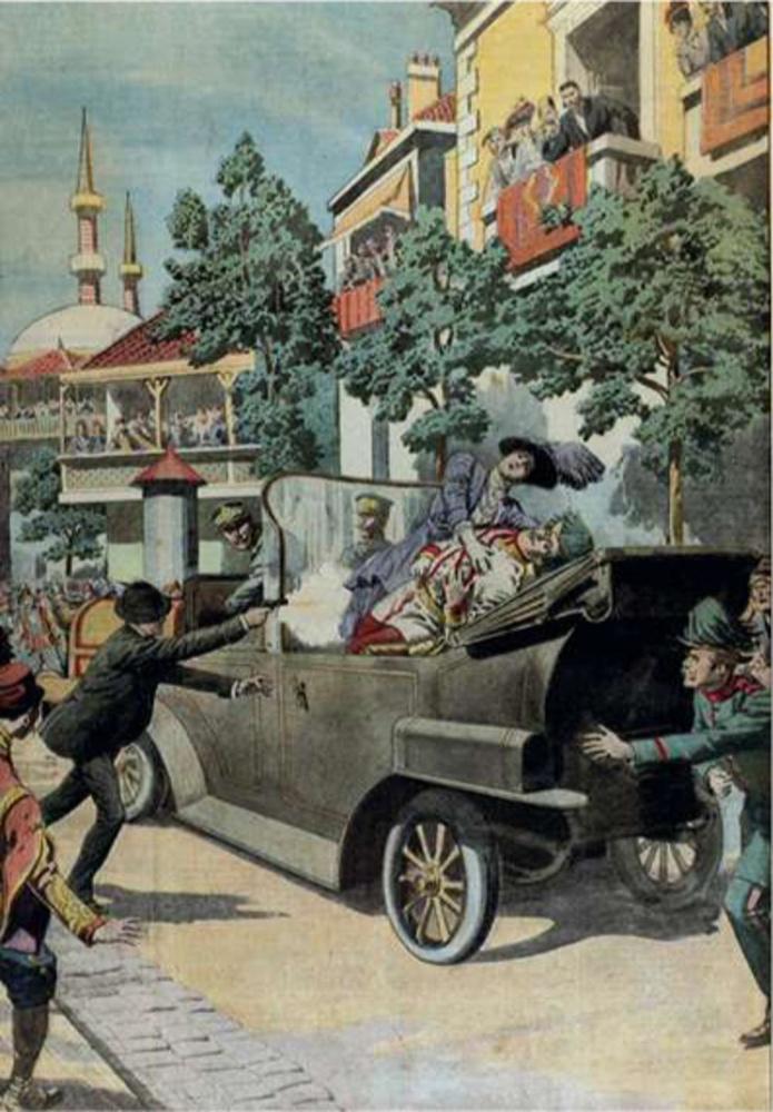 L'assassinat de l'archiduc François-Ferdinand d'Autriche et de son épouse, à Sarajevo, le 28 juin 1914, fut l'événement qui mit le monde à feu et à sang, mais les causes de la Première Guerre mondiale sont plus complexes. Le traité de Versailles fut signé exactement cinq ans plus tard.