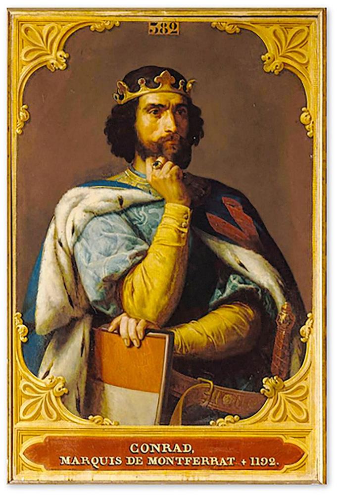 Le vaillant Conrad, marquis de Montferrat au nord de l'Italie, fut trucidé en 1192 par deux Assassins.