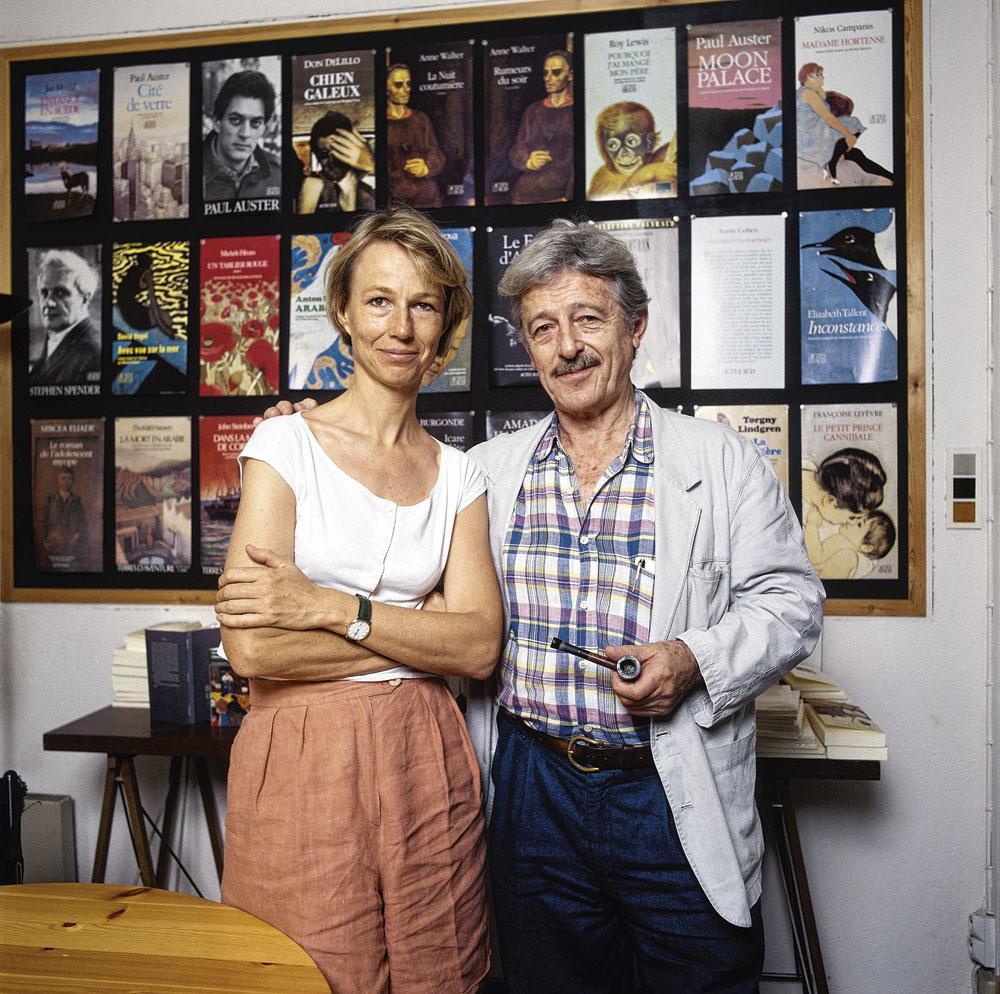 En 1992, à Arles, avec son père Hubert, le fondateur d'Actes Sud.
