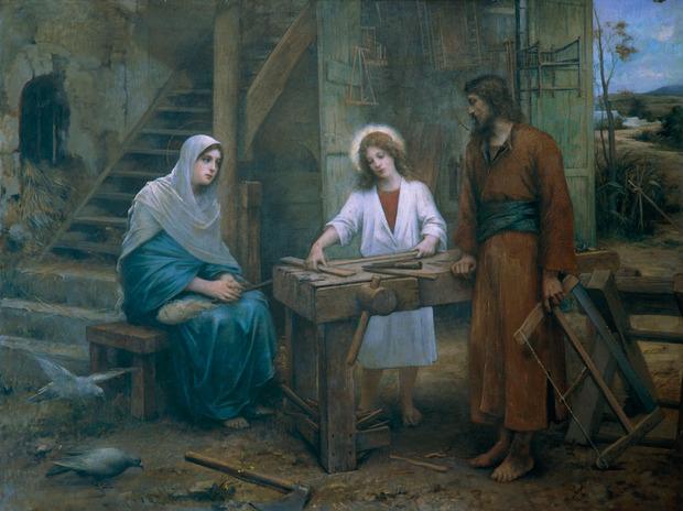 Comme fils premier-né, Jésus a appris le métier de son père, tektôn, ouvrier du bois ou de la pierre.