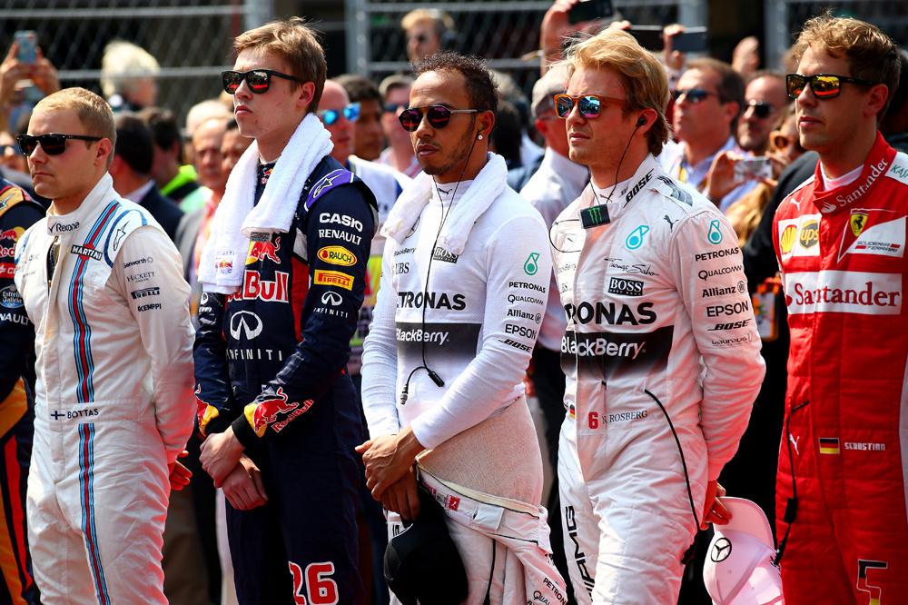 Valtteri Bottas, Daniil Kvyat, Lewis Hamilton, Nico Rosberg, Sebastian Vettel Grand Prix de Mexico 2015
