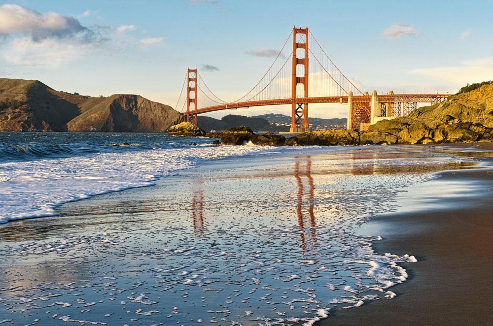 Vue sur le Golden Gate, depuis Baker & Marshall's beaches : 