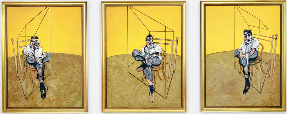Trois études de Lucian Freud, Francis Bacon, 1969 (198 cm × 147,5 cm).
