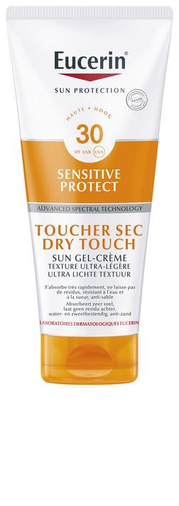 Sensitive Protect Sun Gel-Crème Toucher Sec SPF30, Eucerin, 23 euros les 200 ml.