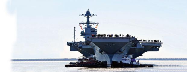 Etats-Unis - USS Gerald Ford - Longueur : 333 mètres - Aéronefs : 70 appreils - Tonnage : 100 000 t - Marins : 4539 - Mise en service : été 2017.