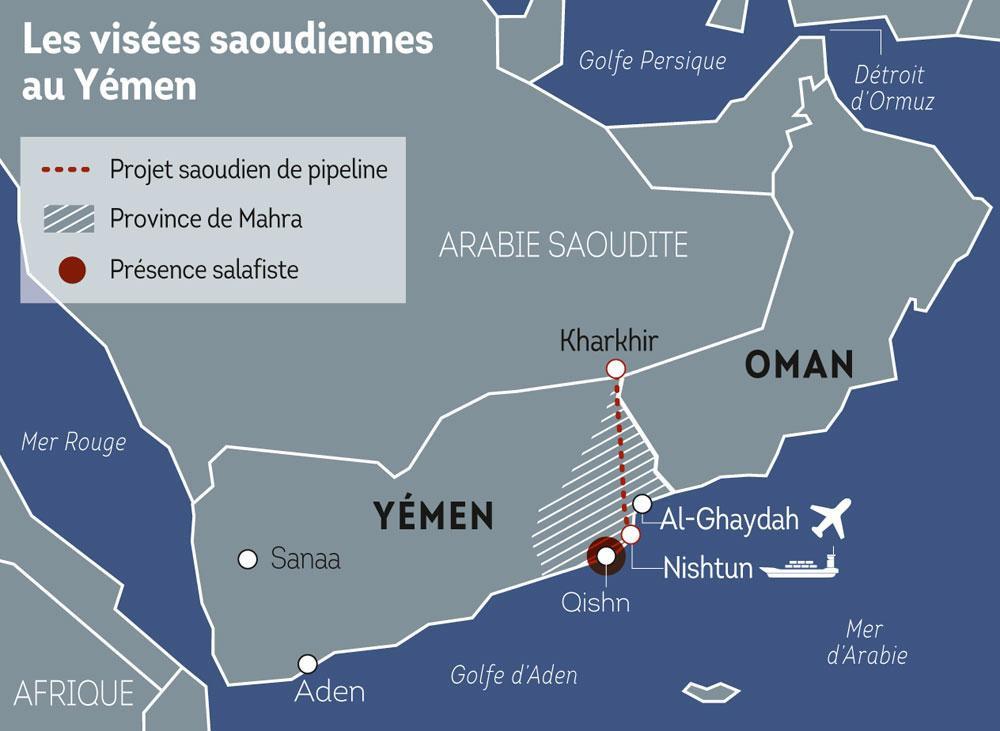 Pour éviter de faire transiter leur pétrole par le détroit d'Ormuz, les Saoudiens envisagent la construction d'un oléoduc (ici, en rouge, le tracé indicatif).
