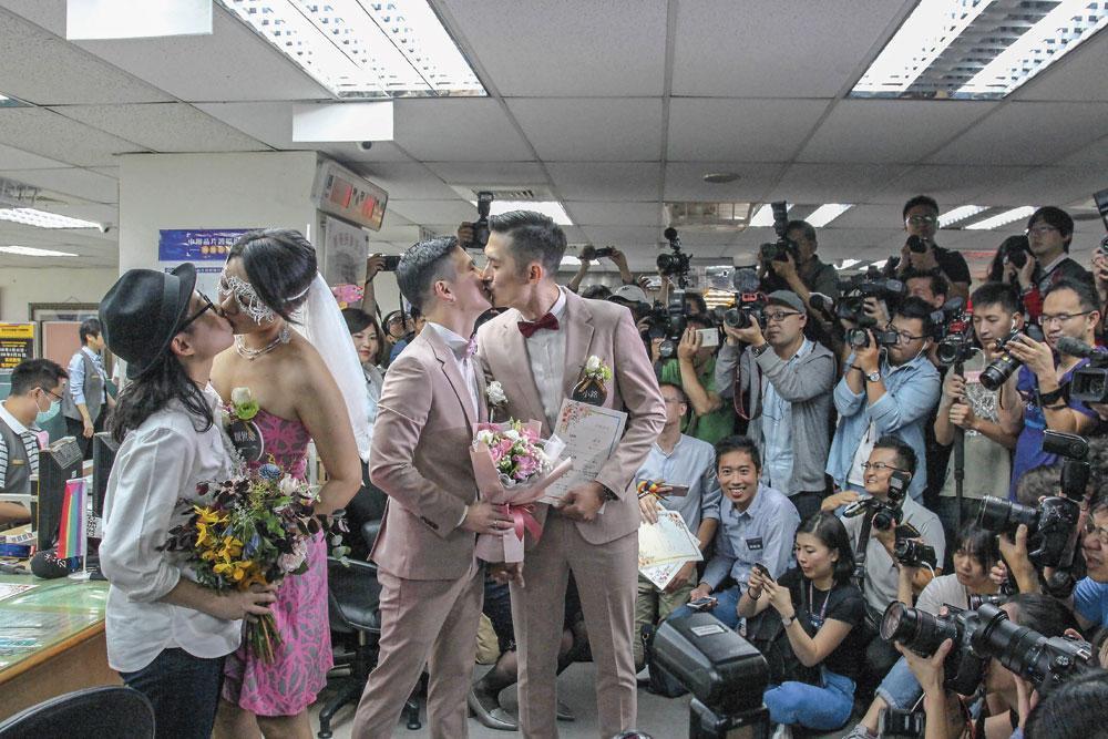 Salle des mariages, à Taipei, le 24 mai dernier. Taïwan est le premier pays d'Asie à reconnaître le mariage homosexuel.