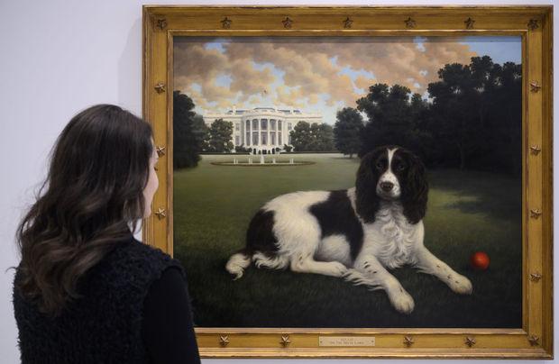 Peinture de Millie Bush représentant l'un des résidents canins de la Maison Blanche 