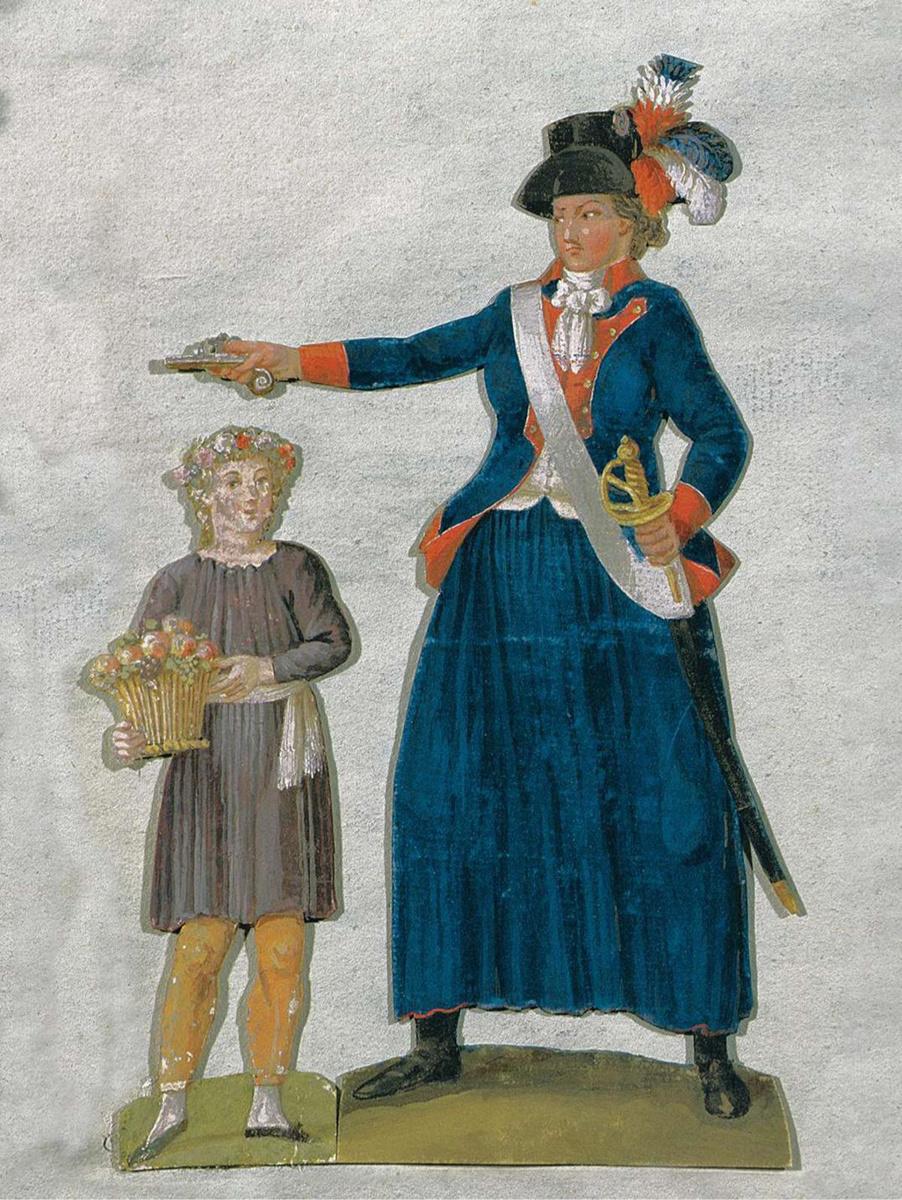 Portrait à la gouache de Théroigne de Méricourt par les frères Lesueur (xviiie s.). Cette révolutionnaire a été jugée hystérique et internée.