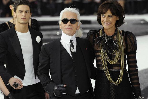 Karl Lagerfeld et son égérie des années 80, Ines de la Fressange en 2011