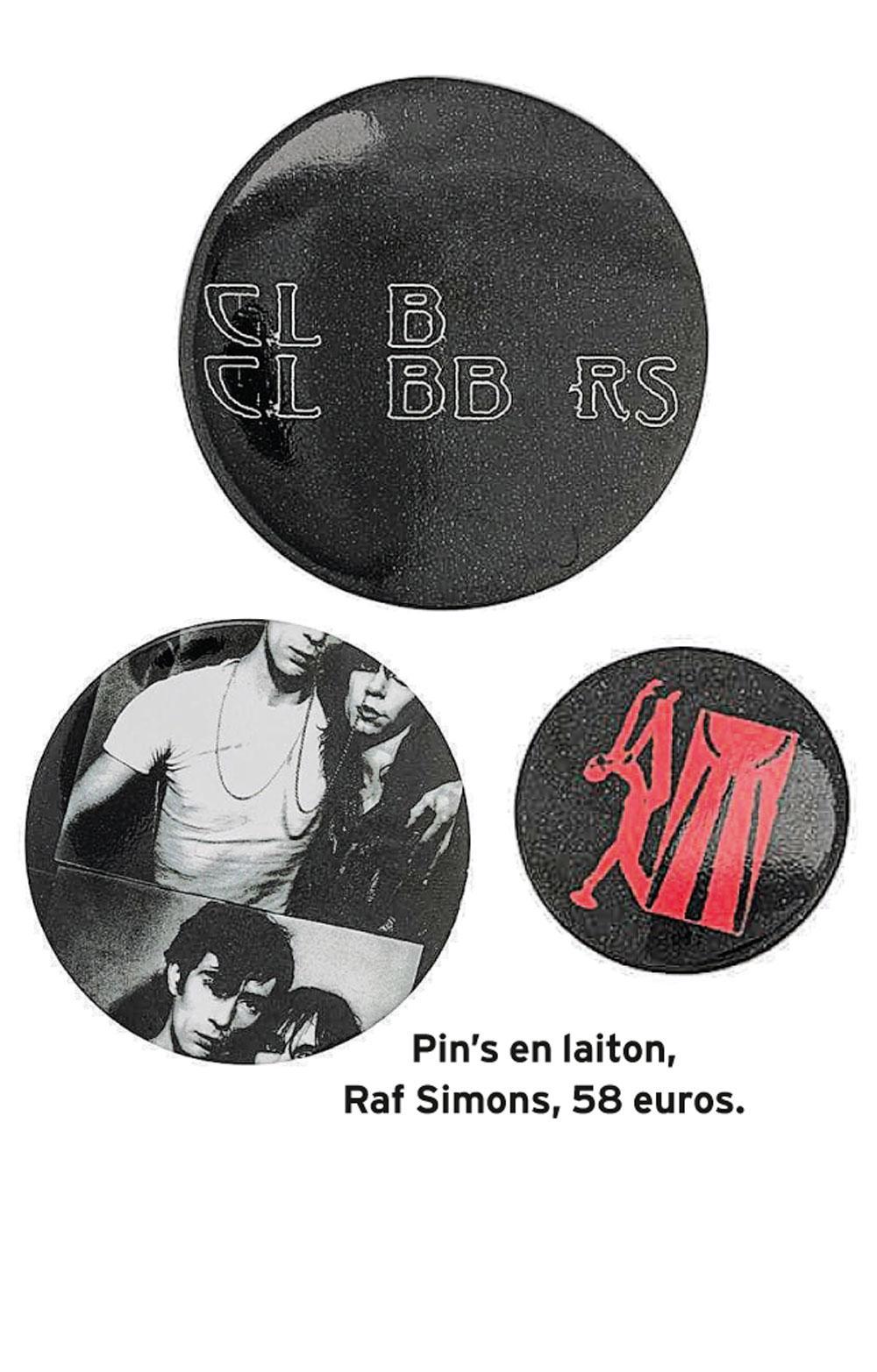 Pin's en laiton, Raf Simons, 58 euros.
