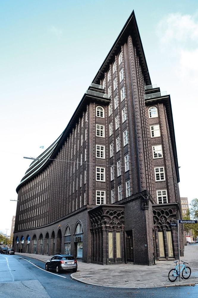 La Chilehaus, le bâtiment d'Europe à l'angle le plus aigu.