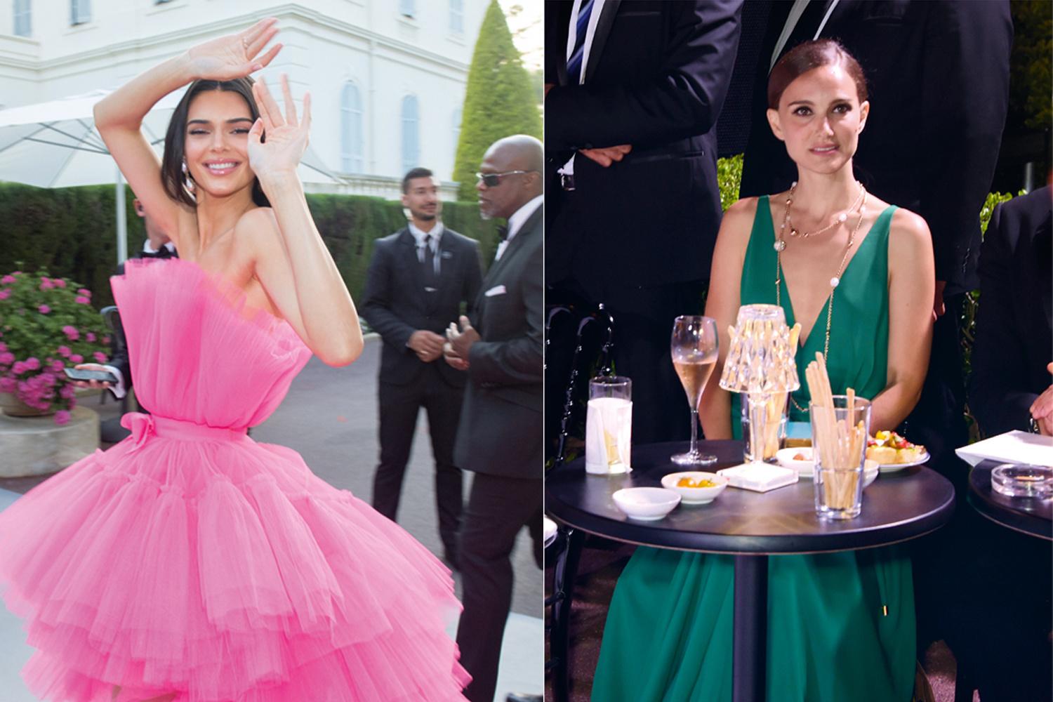 À gauche: la top Kendall Jenner, lors du Festival de Cannes 2019. / À droite: Natalie Portman, lors de la fête donnée à l'hôtel, pendant le Festival, en 2015.
