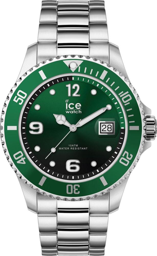 Montre automatique ICE steel - Green silver medium, en acier inoxydable, avec bracelet en acier inoxydable, Ice-Watch, 149 euros.