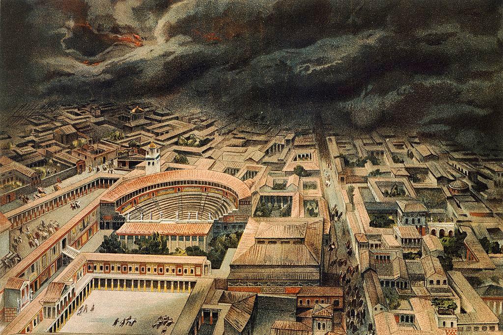 reproduction du site de Pompéi avant l'éruption du Vésuve (79 av. J. -C.)