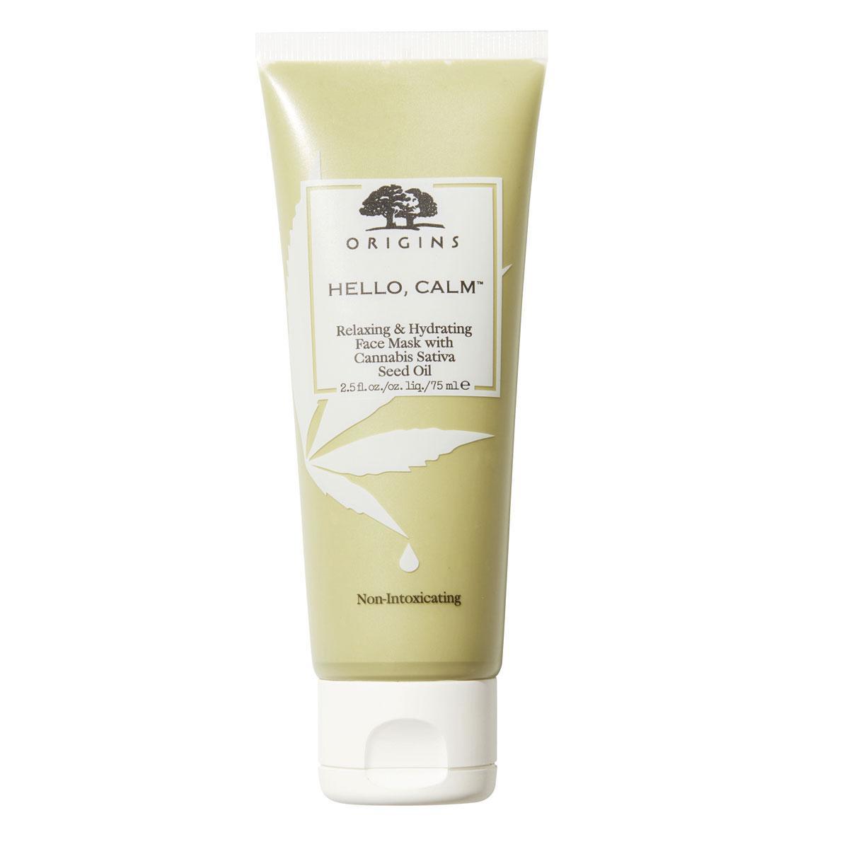 Hello Calm, Relaxing & Hydrating Face Mask with Cannabis Sativa Seed Oil, Origins, 26 euros les 80 ml.