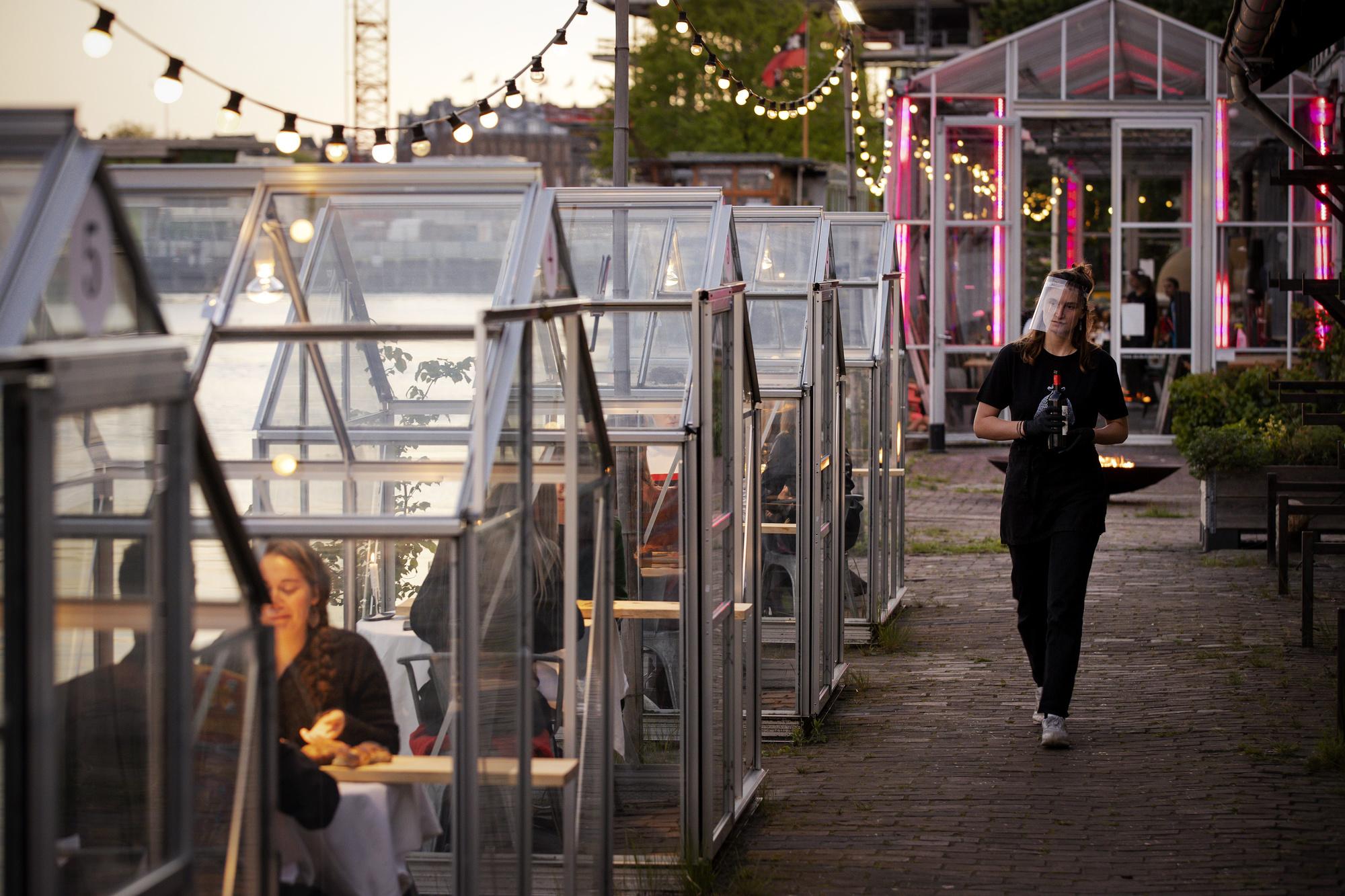 À Amsterdam, les restaurants se réinventent en petites serres séparées