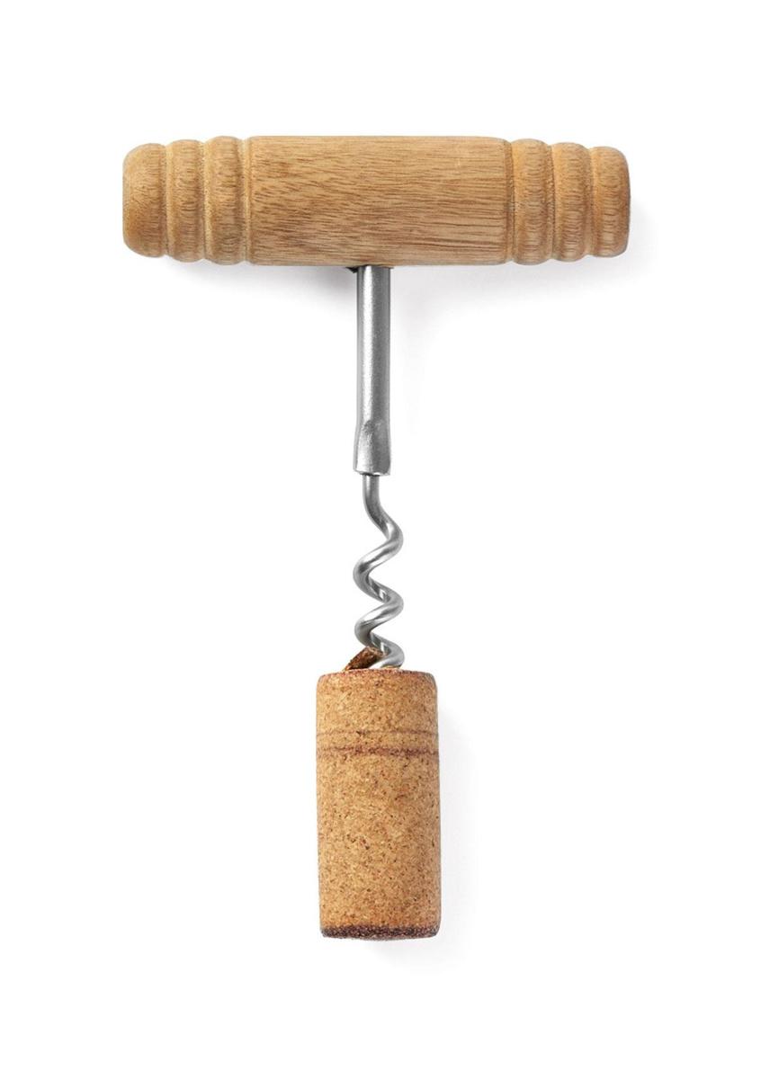 Le tire-bouchon de base, en T, avec manche en bois.