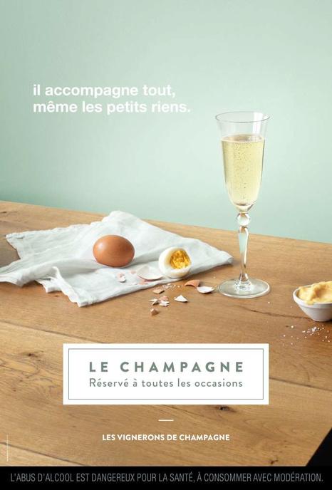 La campagne de publicité du Syndicat général des vignerons de la Champagne, en 2018.