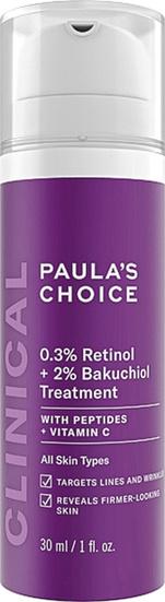 Clinical 0,3% Retinol + 2% Bakuchiol Treatment, Paula's Choice, 61 euros les 30 ml (disponible sur paulaschoice.be)