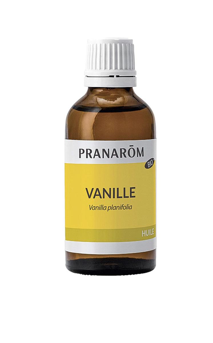 Huile végétale de vanille bio, Pranarôm, 16,63 euros les 50 ml (disponible en pharmacie).