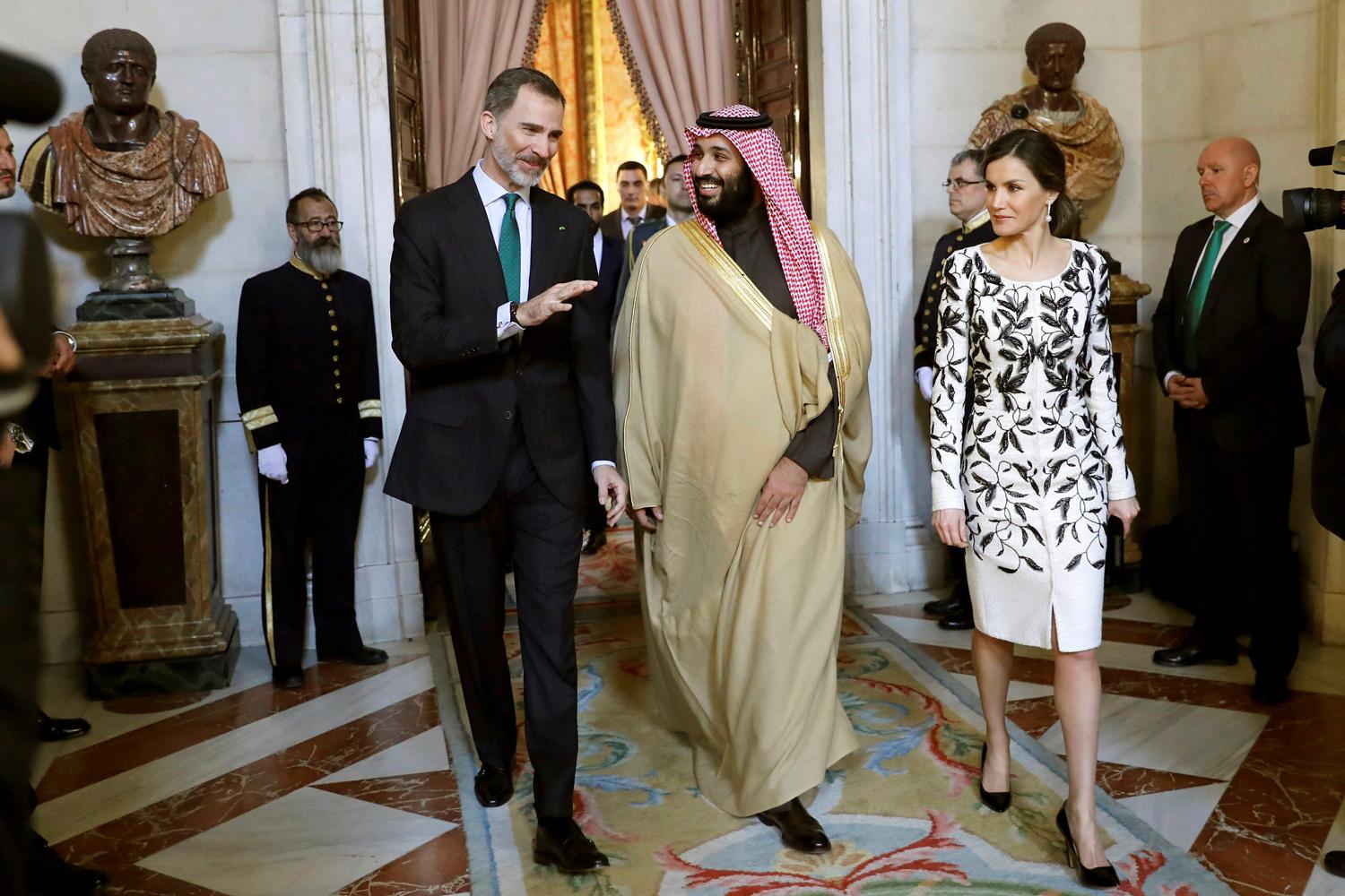 Mohammed Ben Salma,prince héritier d'Arabie saoudite, reçu par le couple royal espagnol en 2018