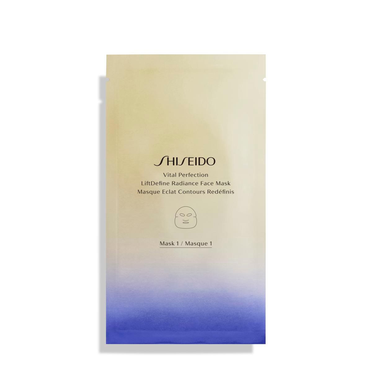 Masque Eclat Contours Redéfinis Vital Perfection, Shiseido, 112 euros la boîte de six double masques (disponible en février).