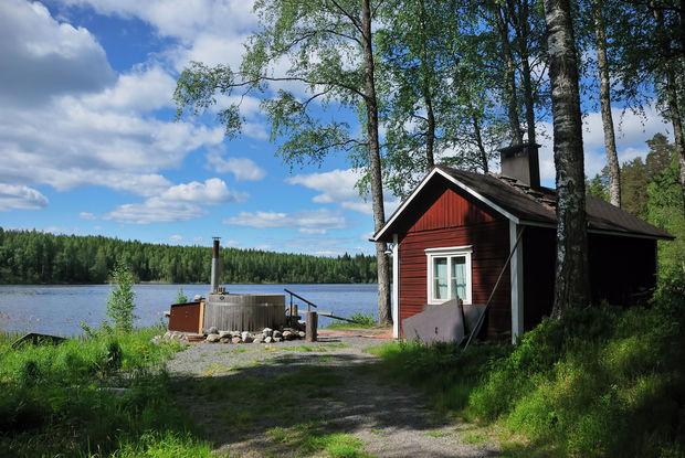 Sauna finlandais et bain à remous extérieur 