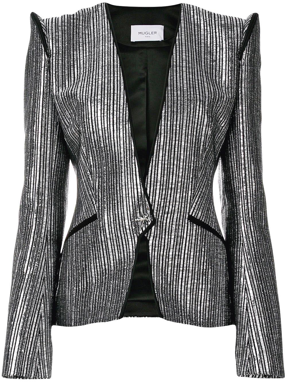 Blazer à effet métallisé en soie et coton mélangés, Mugler, 1 432 euros