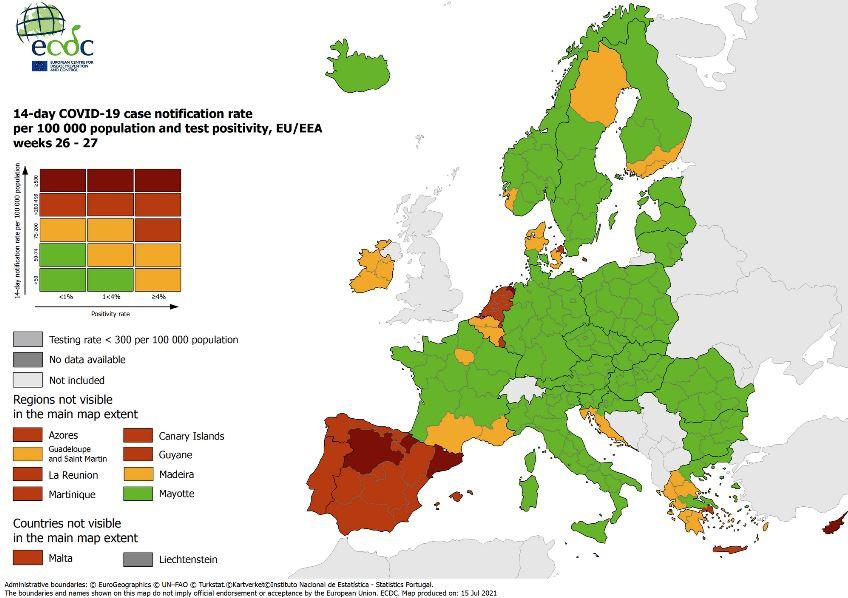 Carte européenne des voyages du 22 juillet 2021