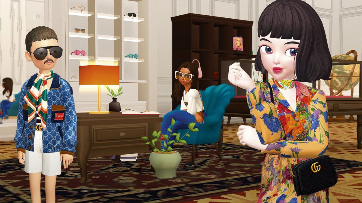 Dans l'appli Zepeto, ces avatars évoluent dans le monde virtuel vêtus de looks Gucci.