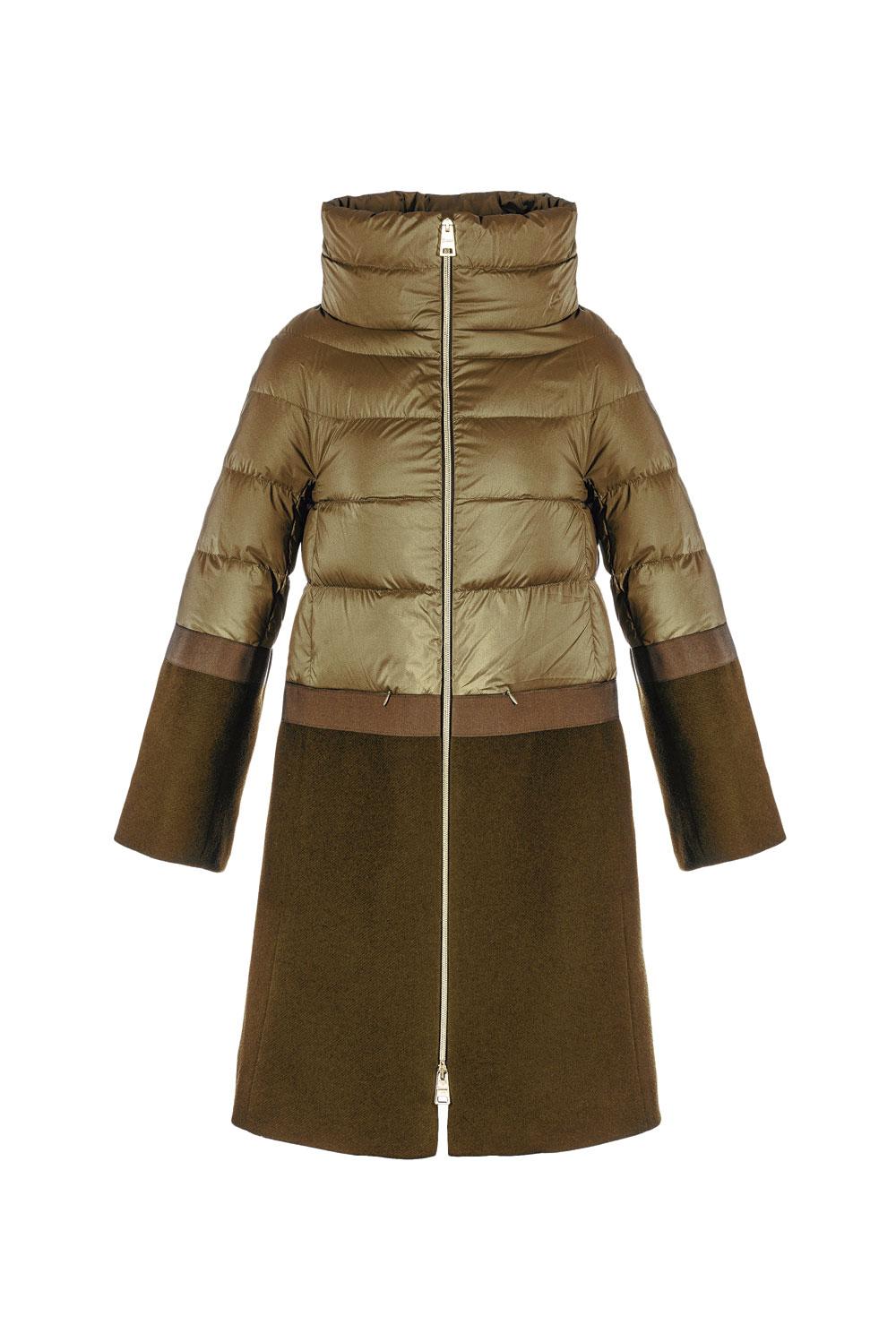 Manteau en duvet à empiècements contrastants en laine mélangée, Herno, 820 euros