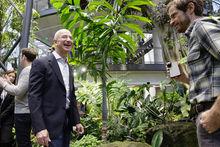 Jeff Bezos, un patron manifestement heureux parmi les plantes