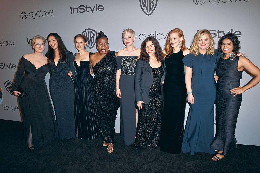 Lors de la dernière cérémonie des Golden Globes, une brochette d'actrices en noir, pour exprimer leur colère.