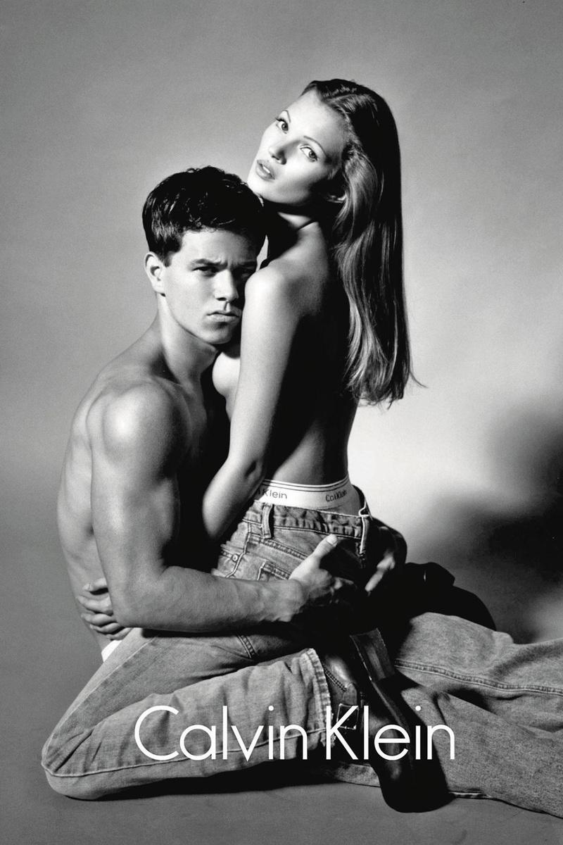 Kate Moss et Mark Wahlberg pour Calvin Klein en 1992.